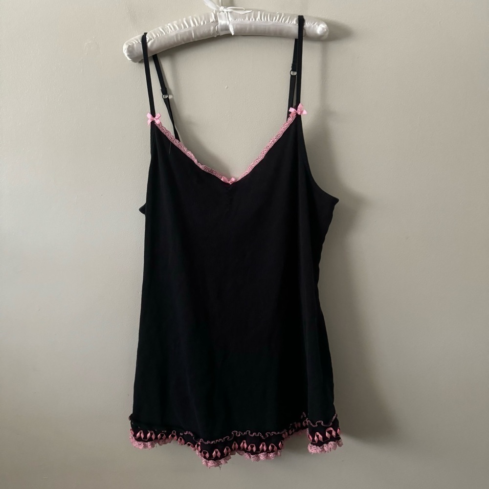 Y2K coquette black and pink frilly slip dress S/M - Picture 3 of 6